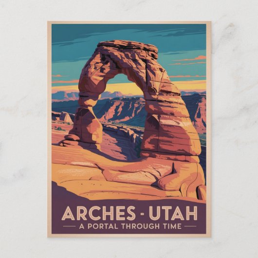 Arches Utah – ヴィンテージ旅行ポスター ポストカード (正面)