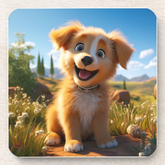 Archie -イエロー・ラブラドール・レトリーバーリトリエバーパピー コースター (正面)