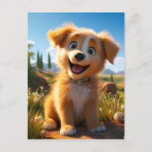 Archie -イエロー・ラブラドール・レトリーバーリトリエバーパピー シーズンポストカード (正面)