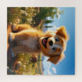 Archie -イエロー・ラブラドール・レトリーバーリトリエバーパピー ジグソーパズル (横)