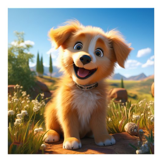 Archie -イエロー・ラブラドール・レトリーバーリトリエバーパピー フォトプリント (正面)