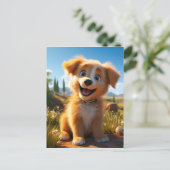 Archie -イエロー・ラブラドール・レトリーバーリトリエバーパピー ポストカード (スタンド正面)