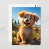Archie -イエロー・ラブラドール・レトリーバーリトリエバーパピー ポストカード (正面/裏面)