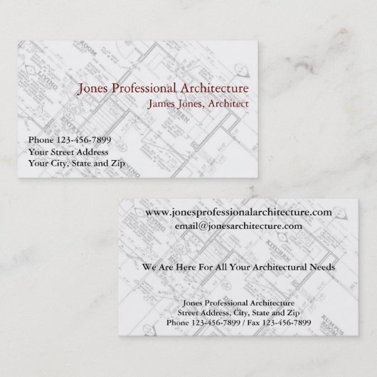 Architect Architecturalビジネスカード 名刺 (正面/裏面)