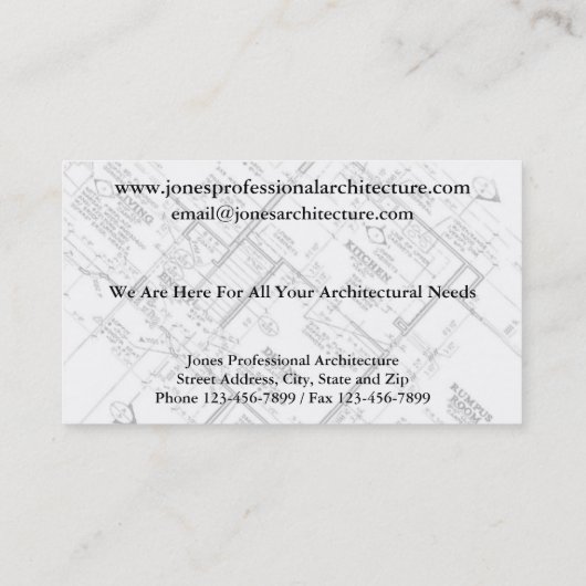 Architect Architecturalビジネスカード 名刺 (裏面)