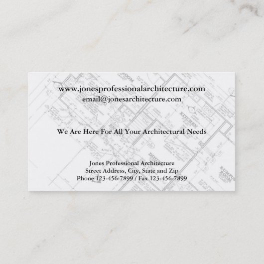 Architect Architecture Home Builderビジネス・カード 名刺 (裏面)