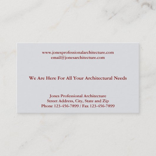 Architect Architecture Home Builder Business Card 名刺 (裏面)