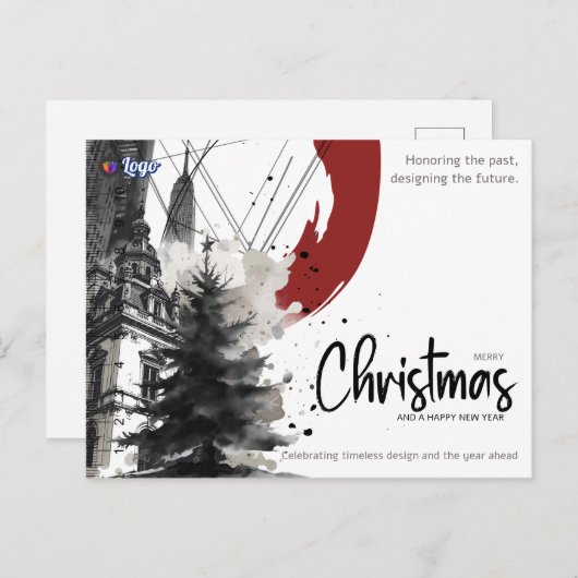 Architect Construction Builder Modern Christmas シーズンポストカード (正面/裏面)