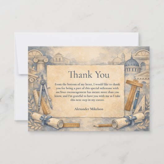 Architect Graduation Blueprint Design サンキューカード (正面)