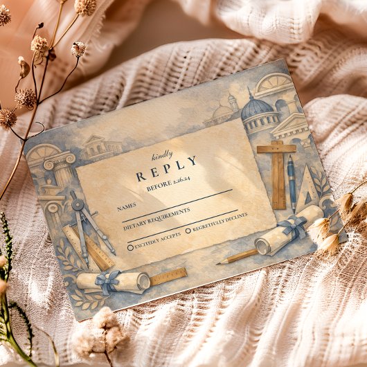 Architect Graduation Blueprint Design 出欠カード