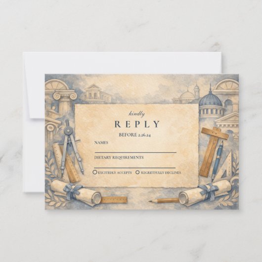 Architect Graduation Blueprint Design 出欠カード (正面)