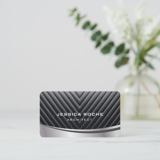 Architect Professional Black Silver Metal QR Code 名刺 (スタンド正面)