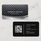 Architect Professional Black Silver Metal QR Code 名刺 (正面/裏面)