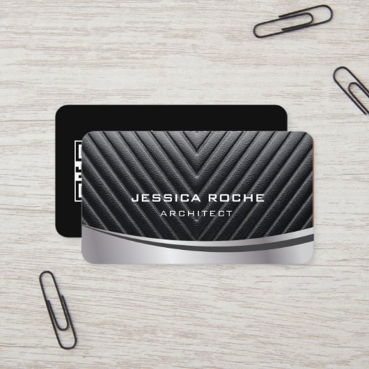 Architect Professional Black Silver Metal QR Code 名刺 (正面/裏面インサイチュ)