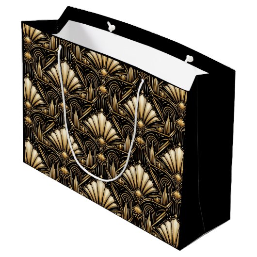 Architectural Art Deco | Black Gold Luxe Gift Bag ラージペーパーバッグ (裏面アングル)