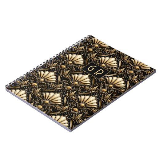 Architectural Art Deco | Custom Initials ノートブック (左側)