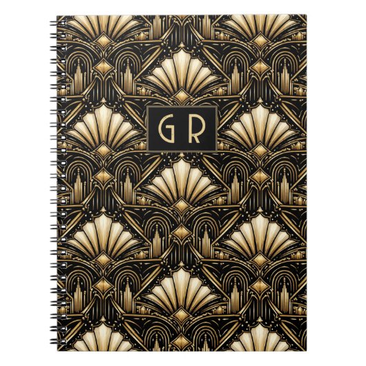 Architectural Art Deco | Custom Initials ノートブック (正面)