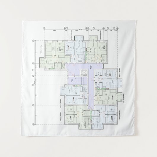 Architectural Blueprint  タペストリー (正面(横))