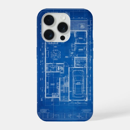 Architectural Blueprint House Floor Plan Design iPhoneケース (裏面)