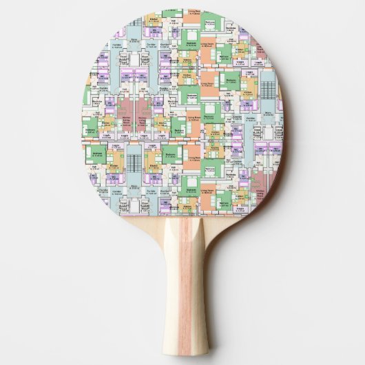 Architectural Blueprint Pattern Custom  卓球ラケット (裏面)