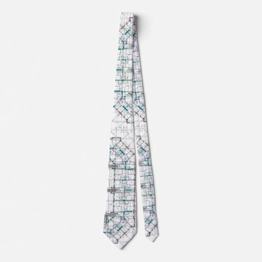 Architectural Blueprint Pattern Men's Neck Tie ネクタイ (正面)