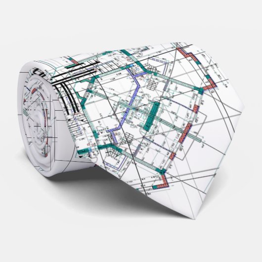 Architectural Blueprint Pattern Men's Neck Tie ネクタイ (ロール)