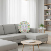 Architectural Blueprint Pattern Throw Pillow ラウンドクッション