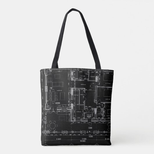 Architectural Blueprint Pattern Tote Bag トートバッグ (裏面)