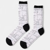 Architectural Blueprint Pattern Unisex Socks ソックス (左)