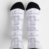 Architectural Blueprint Pattern Unisex Socks ソックス (上部)