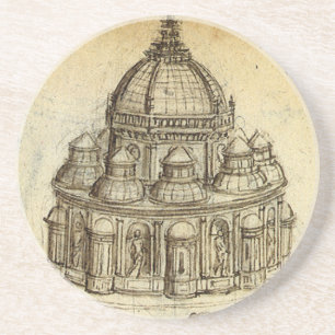 Architectural Cathedral Study by Leonardo da Vinci コースター