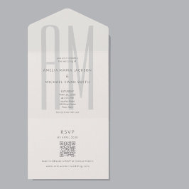 Architectural Monogram Minimal All-in-One Wedding オールインワン招待状