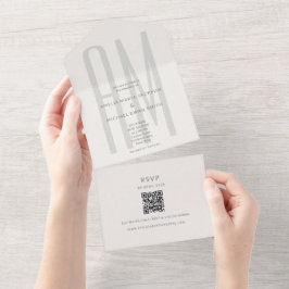 Architectural Monogram Minimal All-in-One Wedding オールインワン招待状
