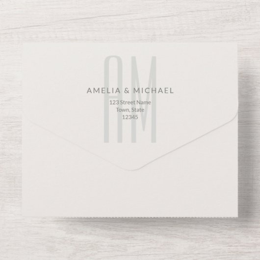 Architectural Monogram Minimal All-in-One Wedding オールインワン招待状 (裏面)