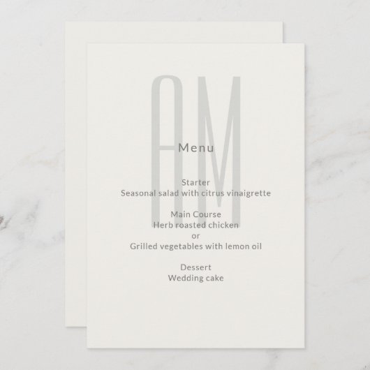 Architectural Monogram Minimal Wedding メニュー (正面/裏面)