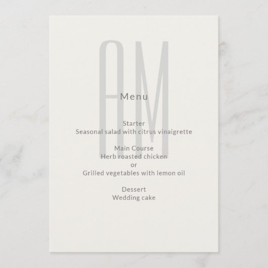 Architectural Monogram Minimal Wedding メニュー (正面)
