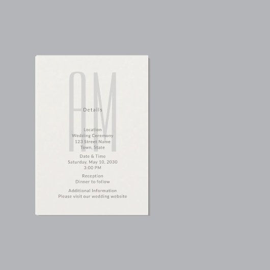 Architectural Monogram Wedding Details Card エンクロージャーカード