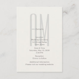 Architectural Monogram Wedding Details Card エンクロージャーカード