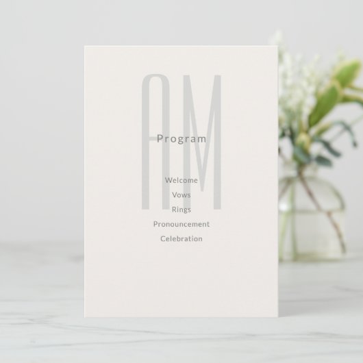 Architectural Monogram Wedding Program Card プログラム (スタンド正面)