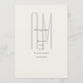 Architectural Monogram Wedding Program Card プログラム