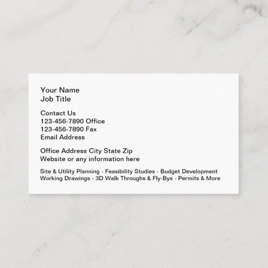 Architectural Planningカスタムビジネスカード 名刺 (裏面)