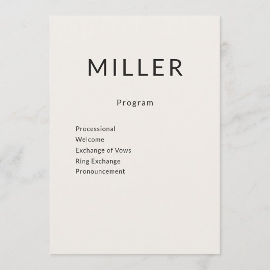 Architectural Wedding Program Menu プログラム (正面)