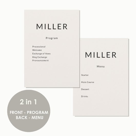 Architectural Wedding Program Menu プログラム