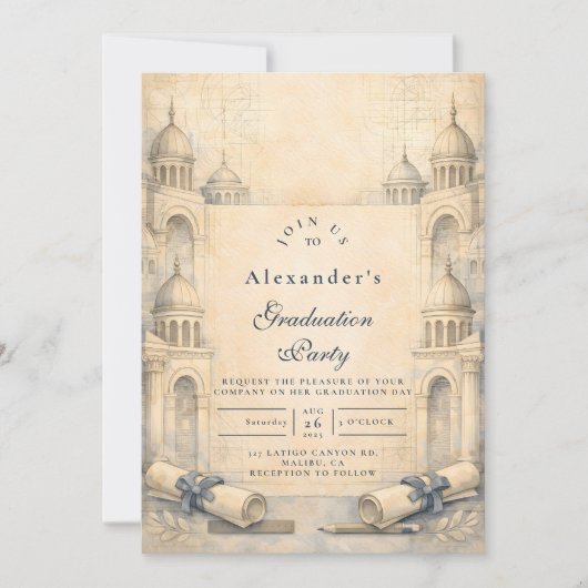 Architecture Drafting Tools Graduation 招待状 (正面)