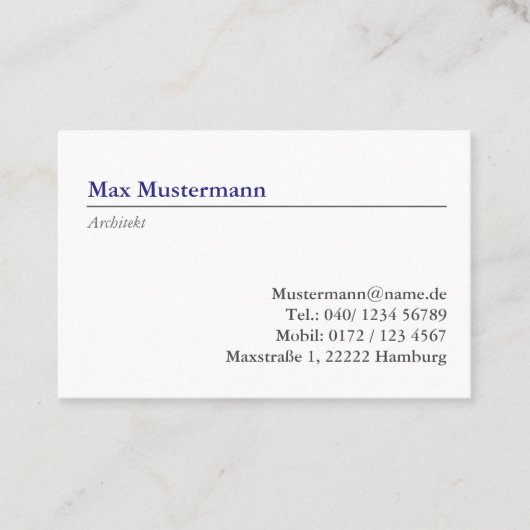 Architekt Visitenkarte 名刺 (正面)