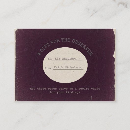 Archivist Burgundy Graduation Gift Insert Card ノートカード (正面)