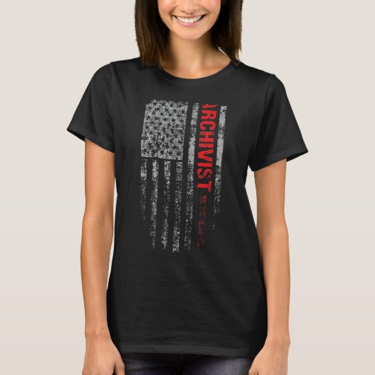 Archivist USA国旗の職業ヴィンテージArchivist Jo Tシャツ (正面)