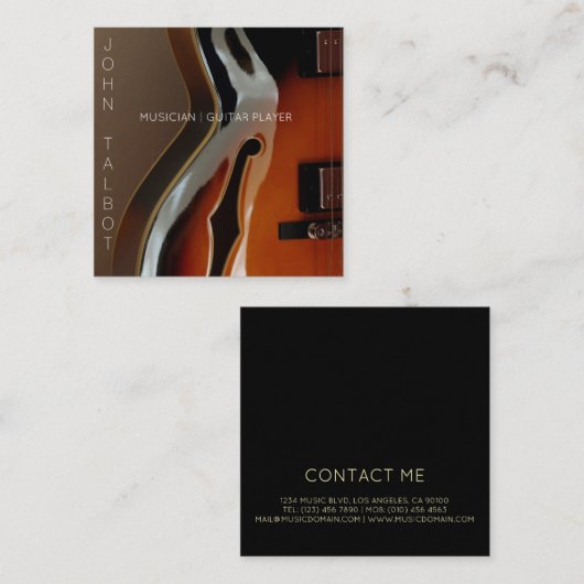 Archtopのギター奏者のカスタムな正方形の名刺 スクエア名刺 (正面/裏面)