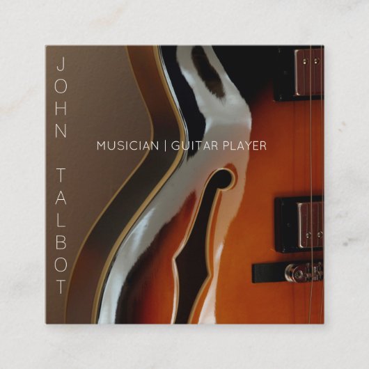 Archtopのギター奏者のカスタムな正方形の名刺 スクエア名刺 (正面)