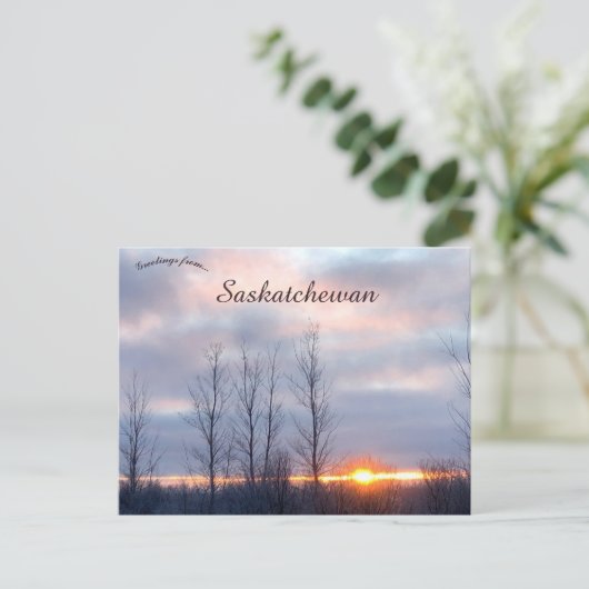 Archydal Saskatchewanカナダの炎の夕日 ポストカード (スタンド正面)